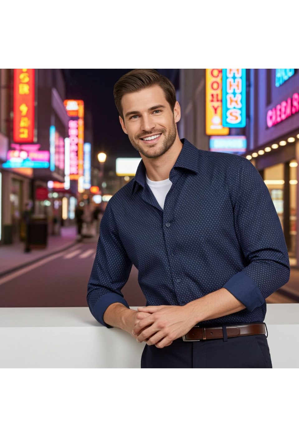 5004 BT CR 005 Büyük Beden Slim Fit Uzun Kol Desenli Erkek Gömlek 4GMK325004005 - Giovanni Fratelli