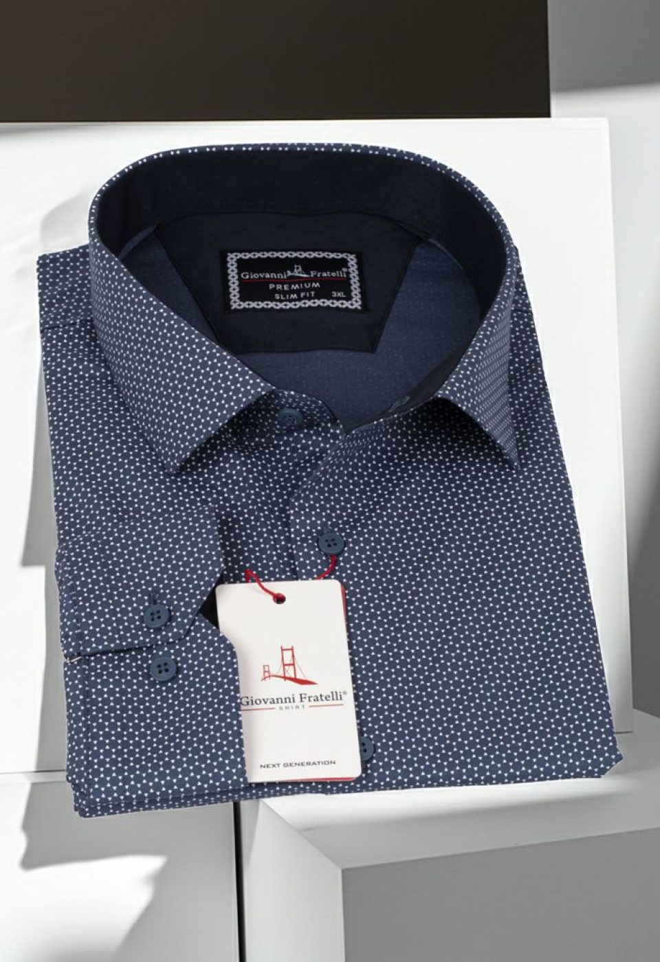 Büyük Beden Slim Fit Uzun Kol Desenli Erkek Gömlek 4GMK325004006