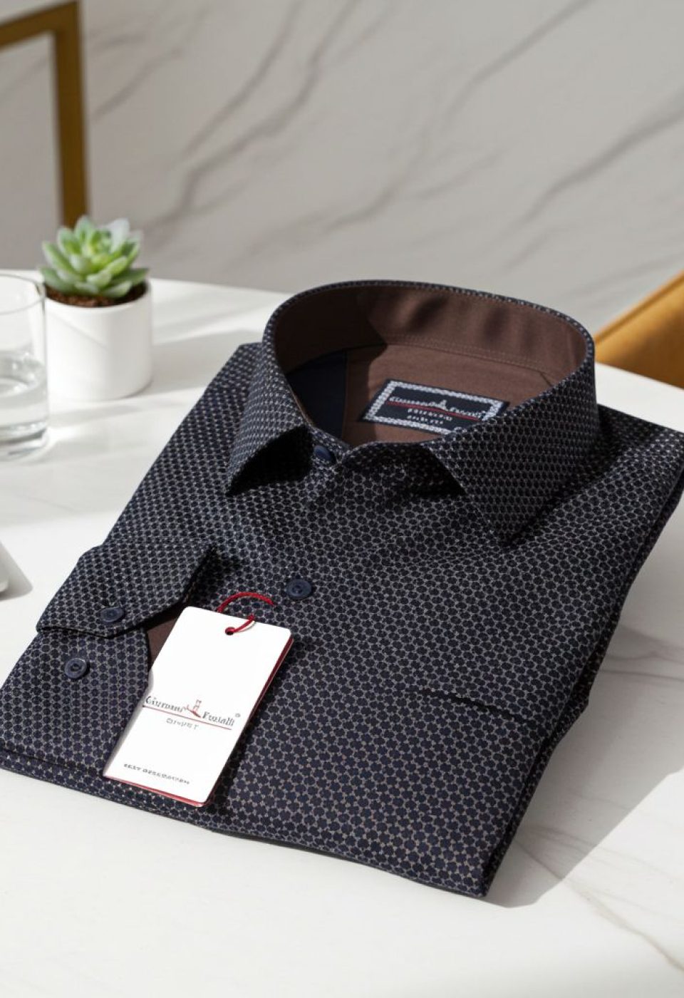 Büyük Beden Slim Fit Uzun Kol Desenli Erkek Gömlek 4GMK325004008