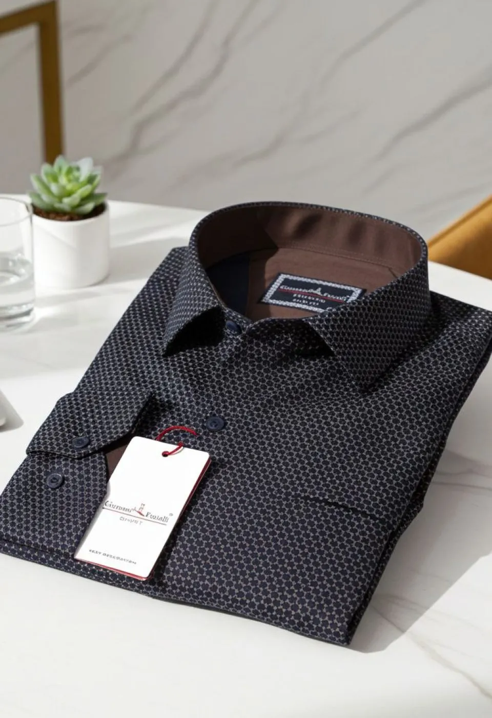 Büyük Beden Slim Fit Uzun Kol Desenli Erkek Gömlek 4GMK325004008