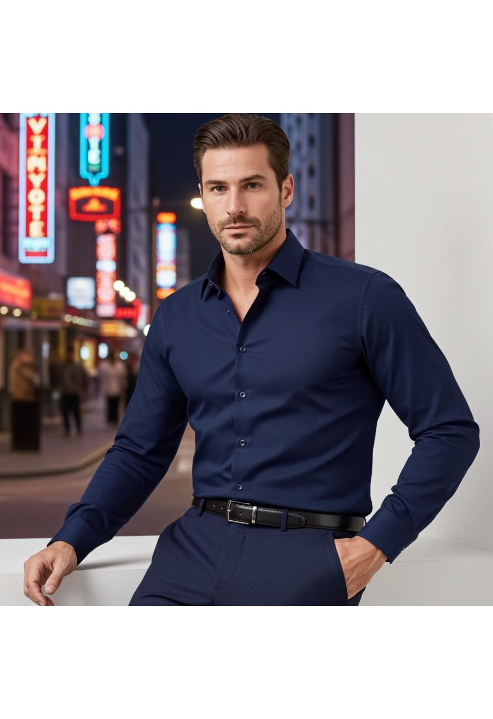 8066 CR SATIN 004 Slim Fit Uzun Kol Düz Renk Saten Erkek Gömlek 3GMK318066004 - Giovanni Fratelli