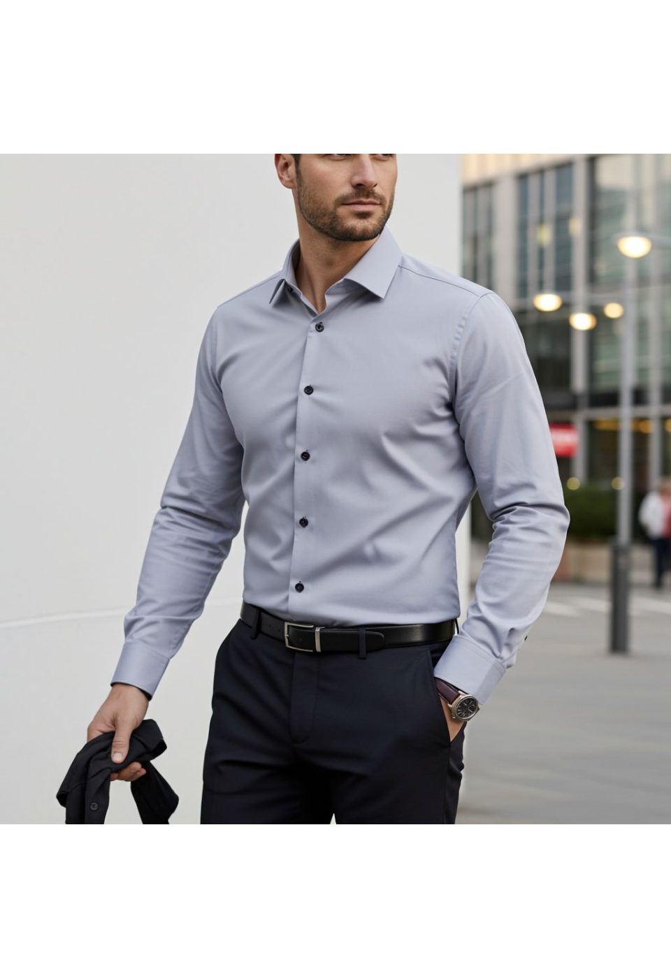 Slim Fit Uzun Kol Düz Renk Saten Erkek Gömlek 3GMK318066008 - Giovanni Fratelli
