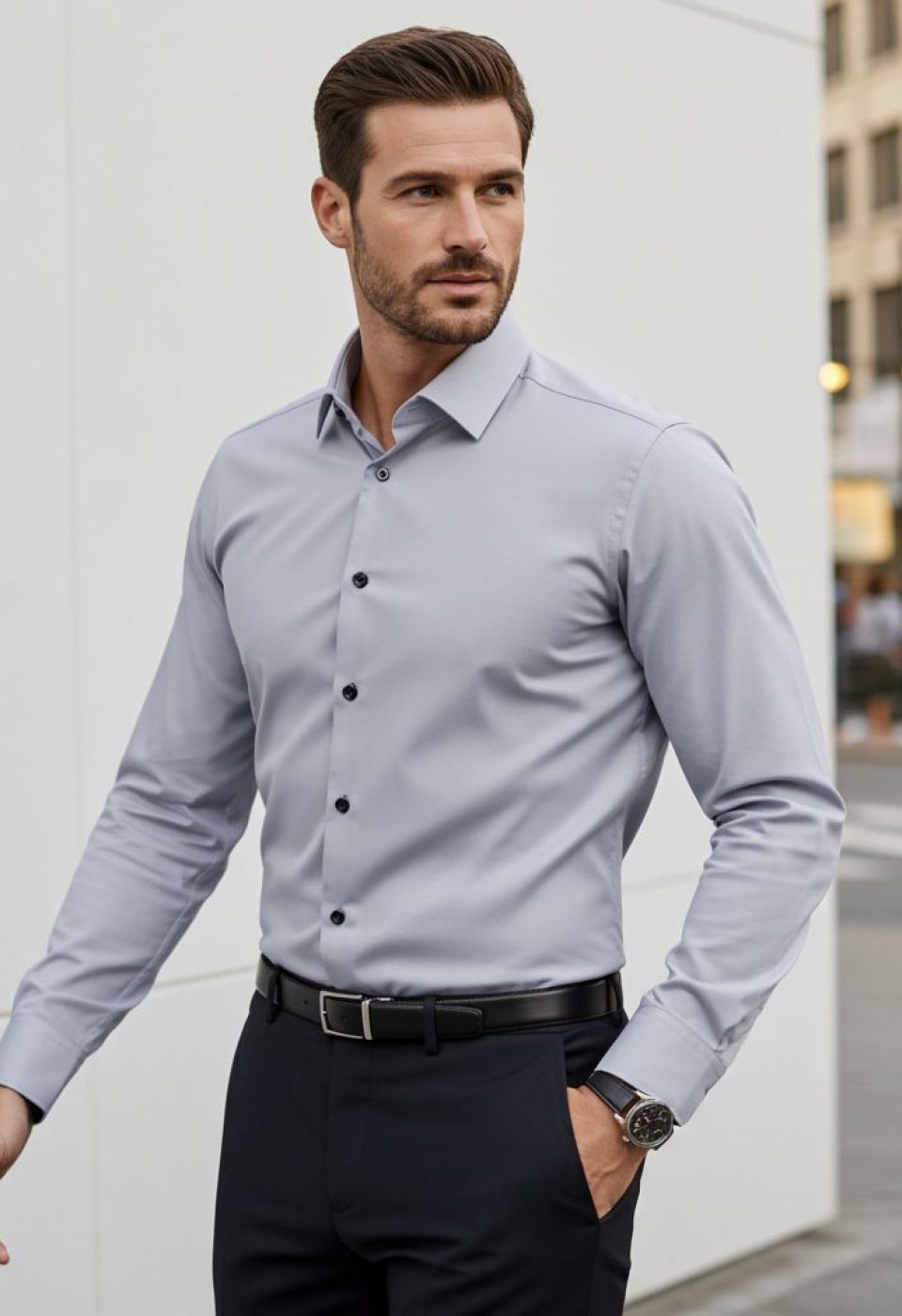 Slim Fit Uzun Kol Düz Renk Saten Erkek Gömlek 3GMK318066008 - Giovanni Fratelli