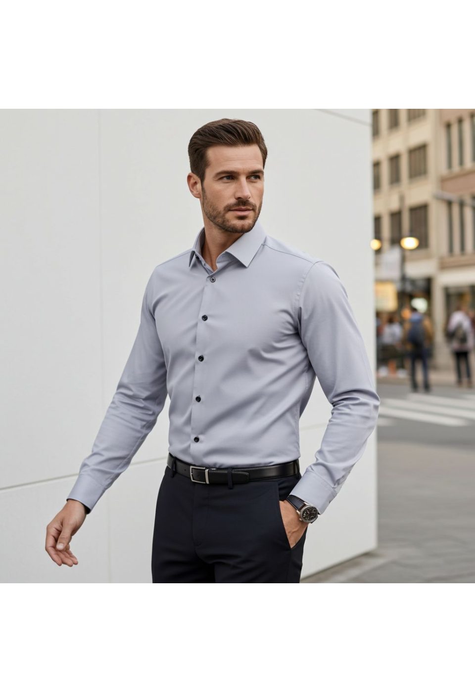 Slim Fit Uzun Kol Düz Renk Saten Erkek Gömlek 3GMK318066008 - Giovanni Fratelli