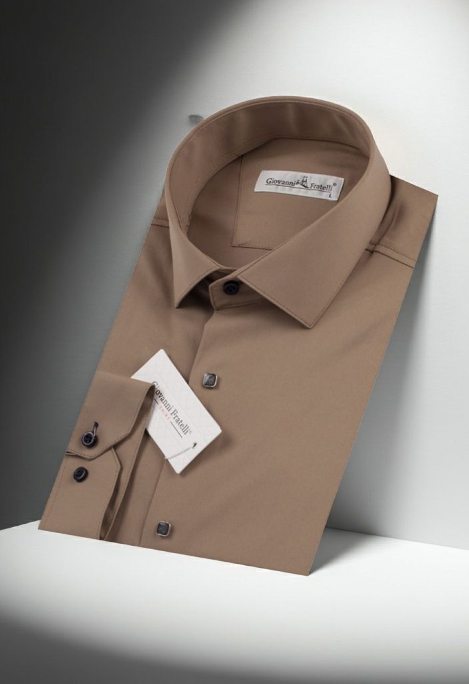 Slim Fit Uzun Kol Düz Renk Saten Erkek Gömlek 3GMK318066010 - Giovanni Fratelli