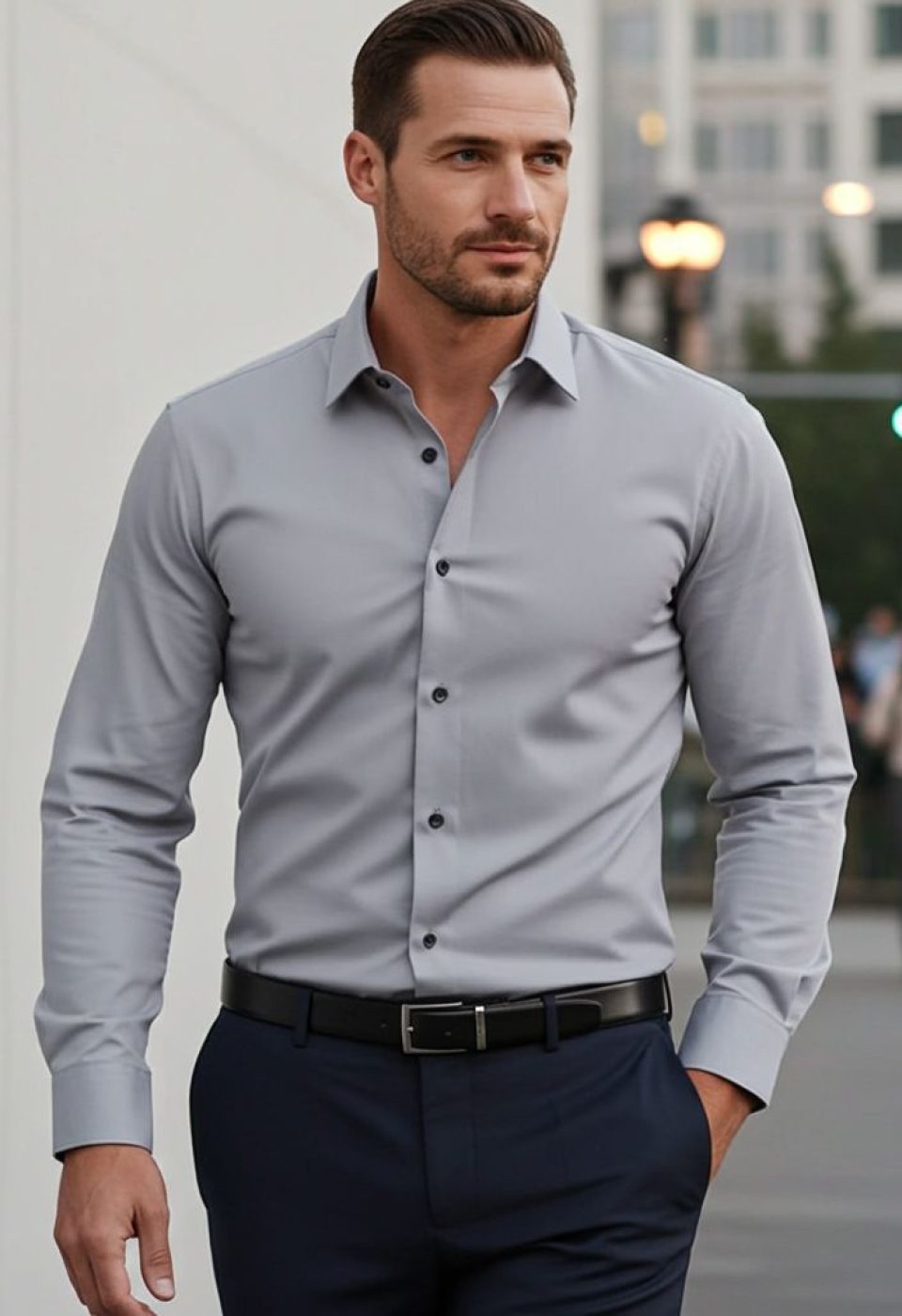 Slim Fit Uzun Kol Düz Renk Saten Erkek Gömlek 3GMK318066018