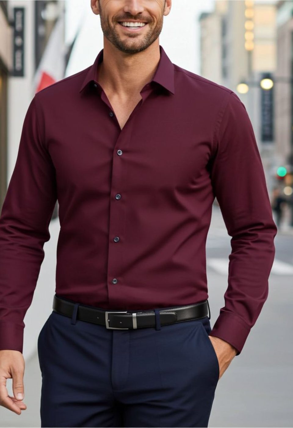 Slim Fit Uzun Kol Düz Renk Saten Erkek Gömlek 3GMK318066020 Slim Fit Uzun Kol Düz Renk Saten Erkek Gömlek 3GMK318066020