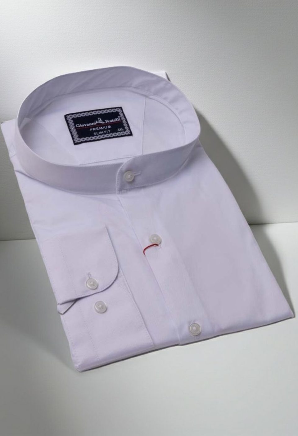 Büyük Beden Slim Fit Uzun Kol Düz Renk Hakim Yaka Saten Erkek Gömlek 4GMK315057001