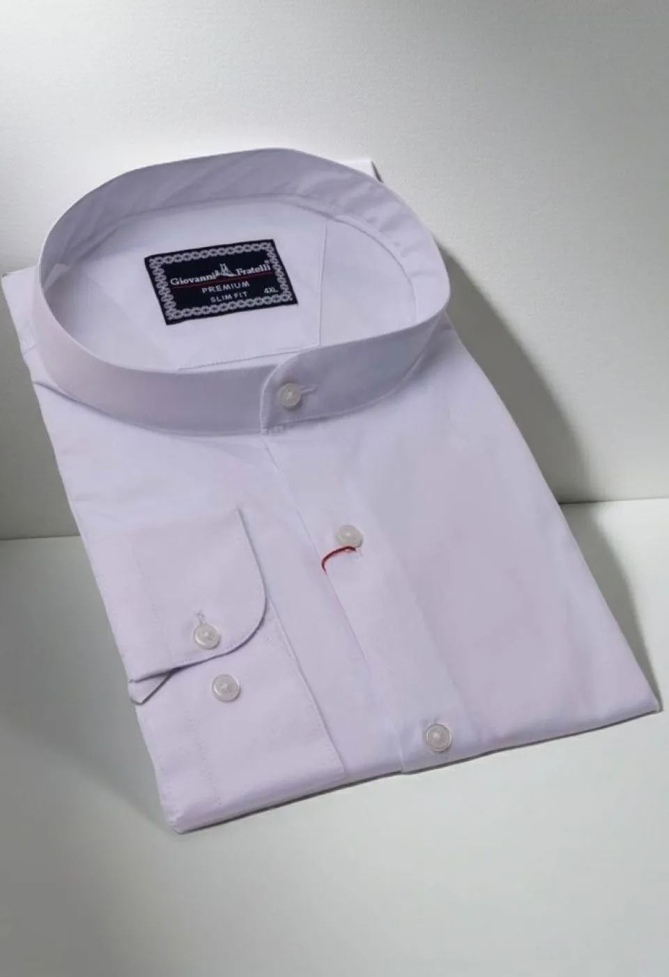 Büyük Beden Slim Fit Uzun Kol Düz Renk Hakim Yaka Saten Erkek Gömlek 4GMK315057001