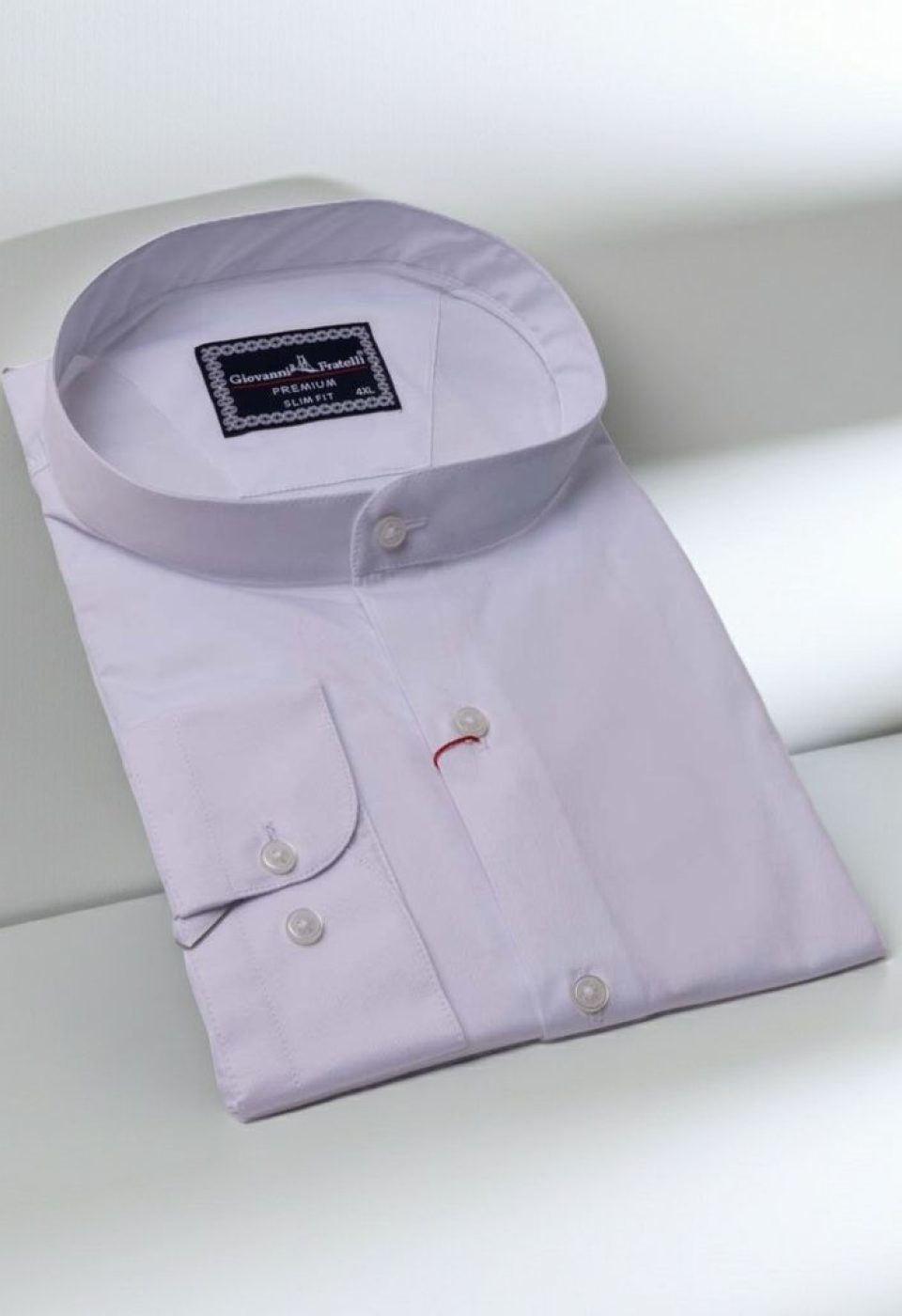 Büyük Beden Slim Fit Uzun Kol Düz Renk Hakim Yaka Saten Erkek Gömlek 4GMK315057001