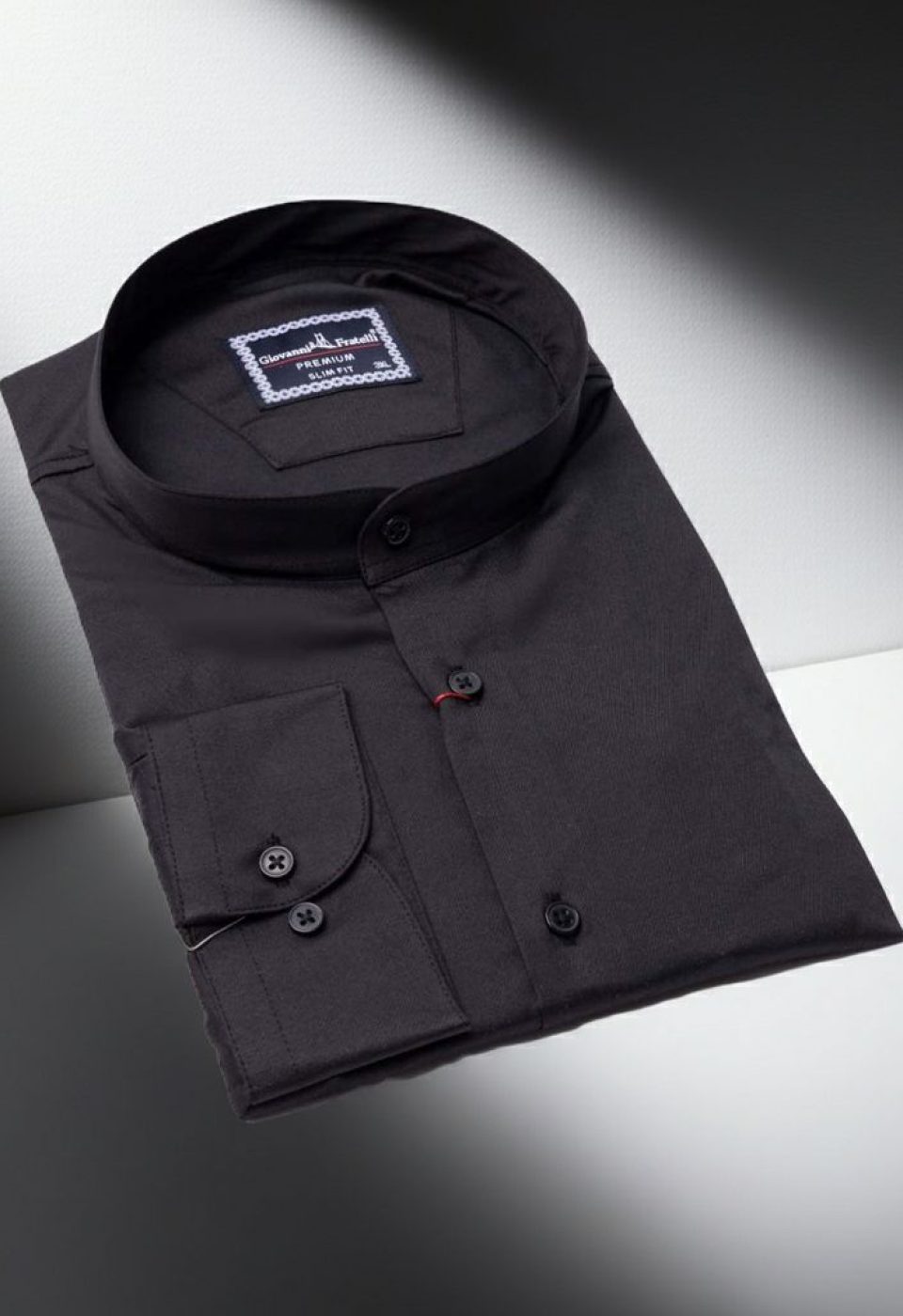 Büyük Beden Slim Fit Uzun Kol Düz Renk Hakim Yaka Saten Erkek Gömlek 4GMK315057003