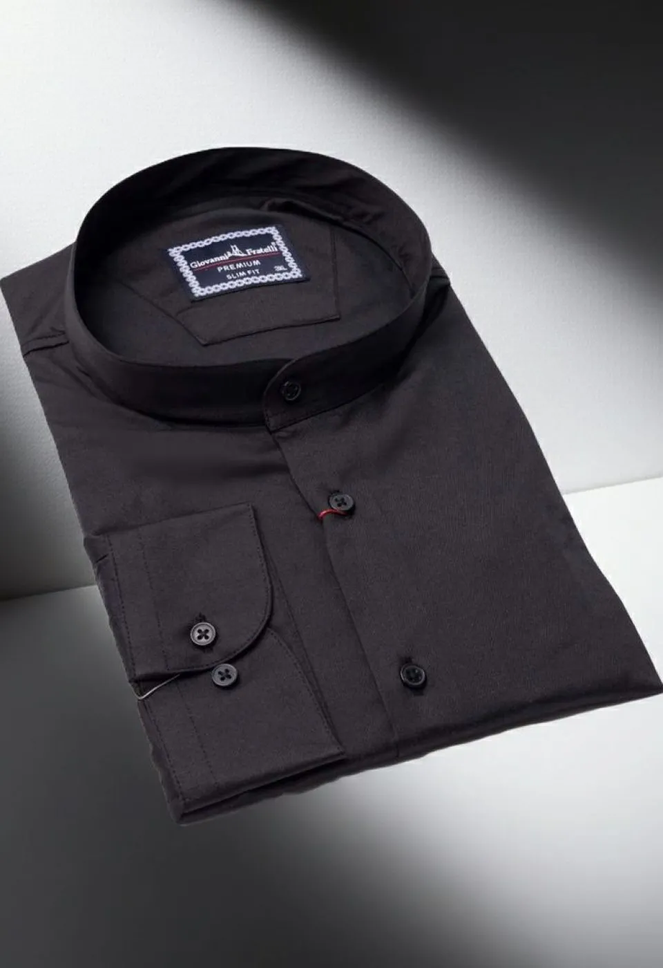 Büyük Beden Slim Fit Uzun Kol Düz Renk Hakim Yaka Saten Erkek Gömlek 4GMK315057003