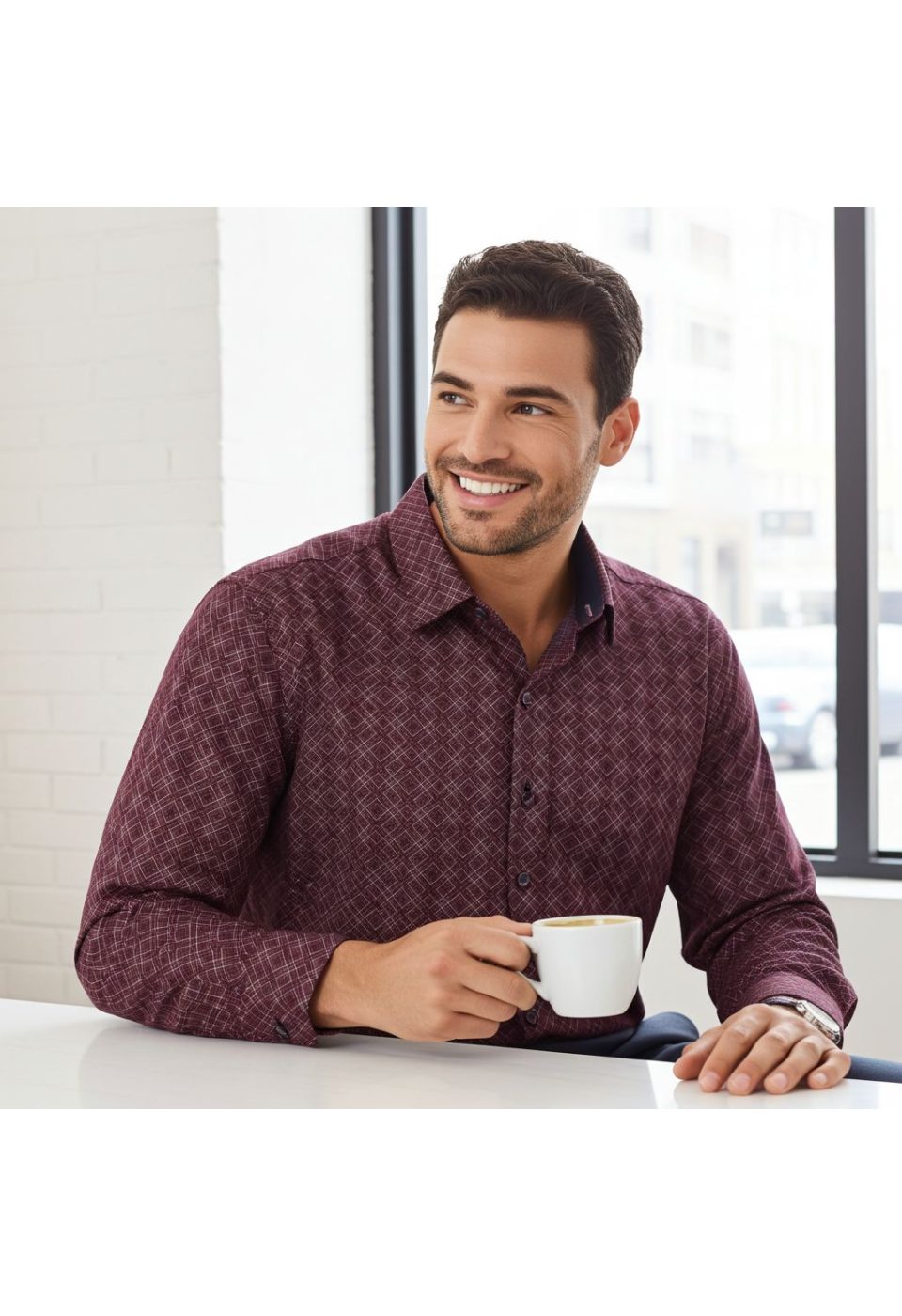 5065 BT CR 005 Büyük Beden Slim Fit Uzun Kol Desenli Erkek Gömlek 4GMK315065005 - Giovanni Fratelli