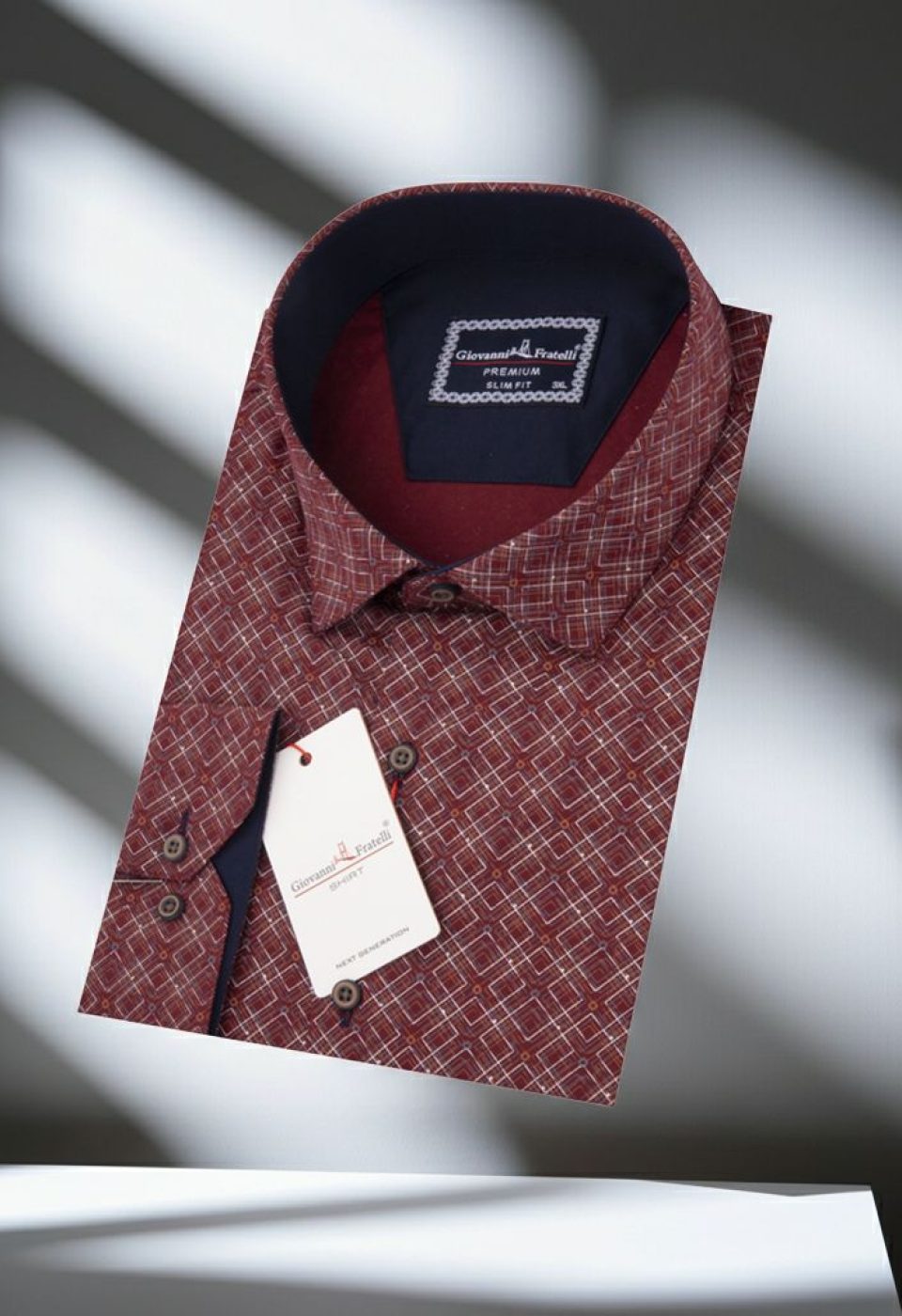 5065 BT CR 005 Büyük Beden Slim Fit Uzun Kol Desenli Erkek Gömlek 4GMK315065005 - Giovanni Fratelli