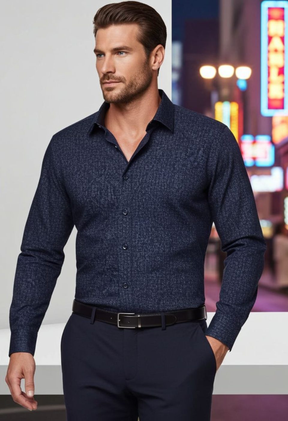 Büyük Beden Slim Fit Uzun Kol Desenli Erkek Gömlek 4GMK325086008 - Giovanni Fratelli