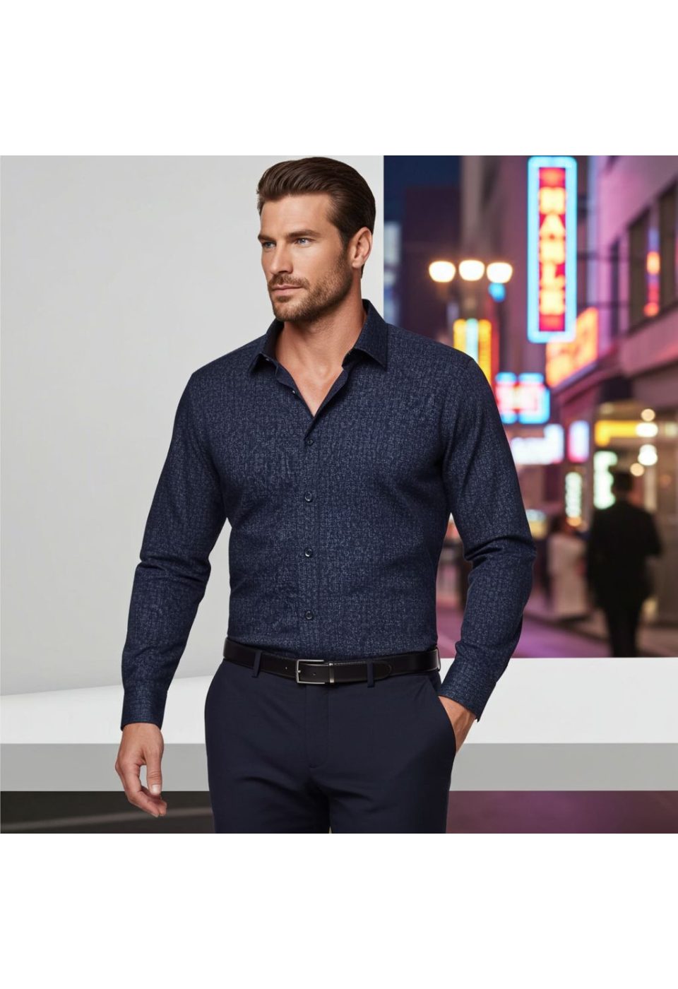 Büyük Beden Slim Fit Uzun Kol Desenli Erkek Gömlek 4GMK325086008 - Giovanni Fratelli