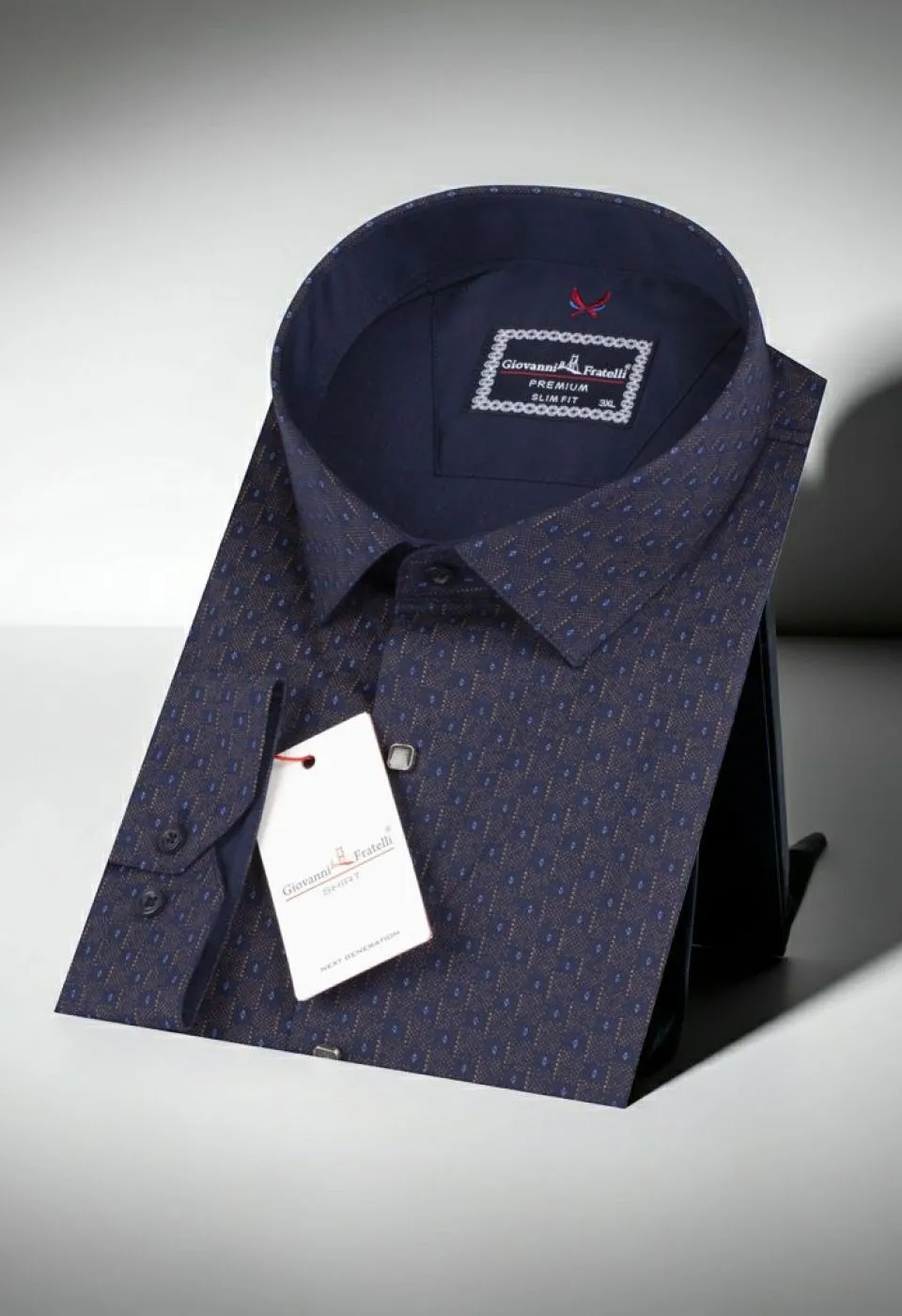 Büyük Beden Slim Fit Uzun Kol Desenli Erkek Gömlek 4GMK315092003