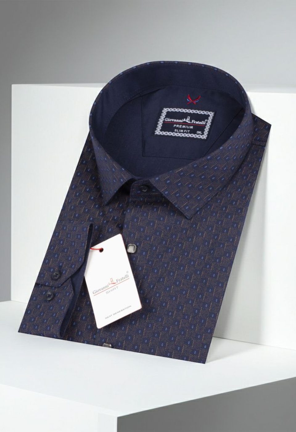 Büyük Beden Slim Fit Uzun Kol Desenli Erkek Gömlek 4GMK315092003