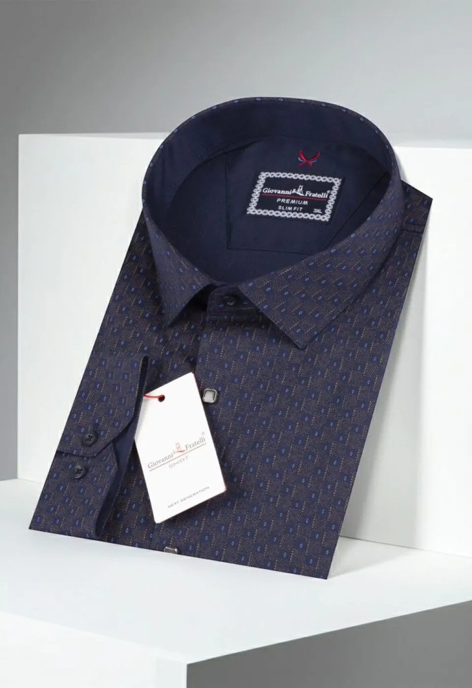 Büyük Beden Slim Fit Uzun Kol Desenli Erkek Gömlek 4GMK315092003