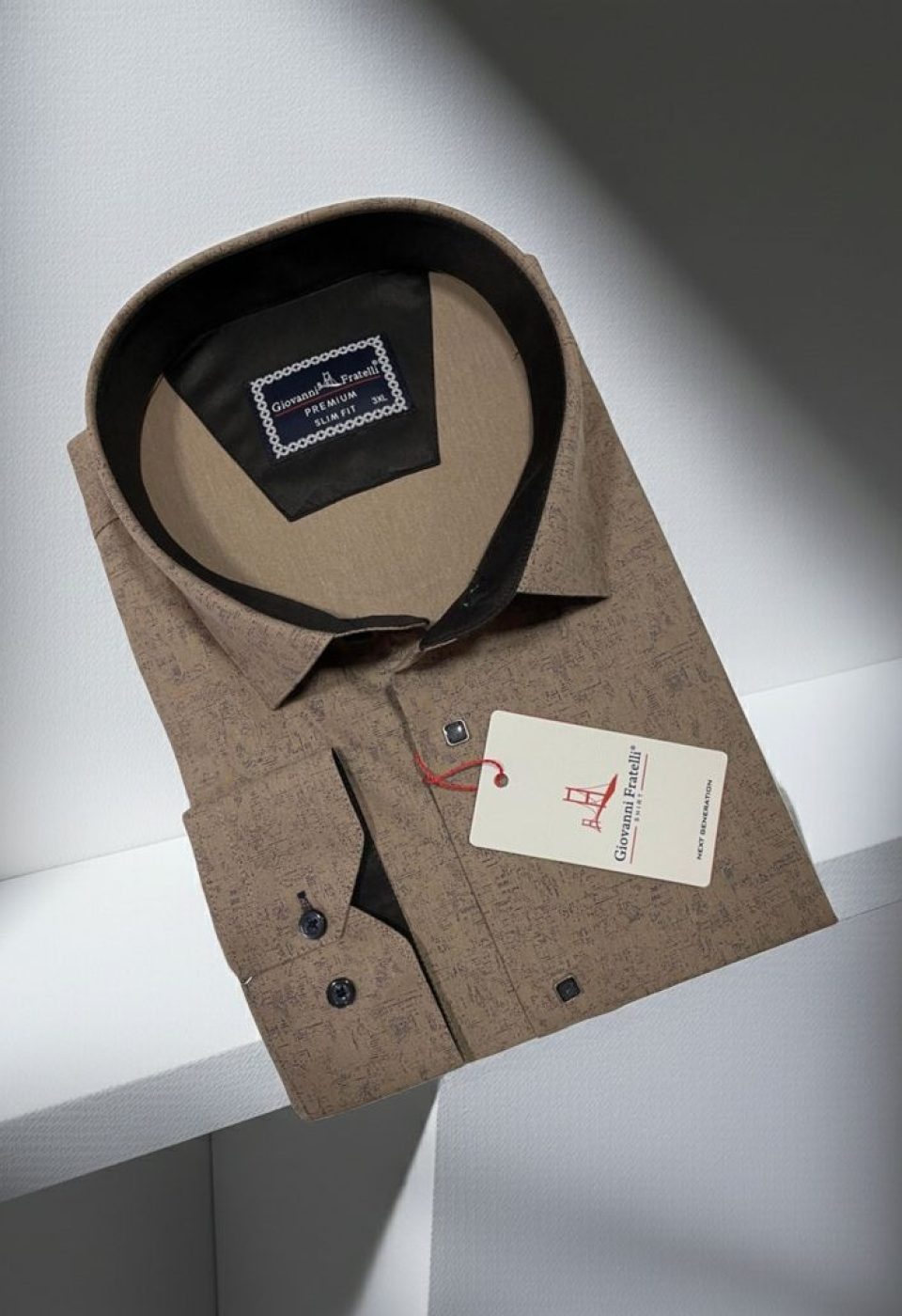 Büyük Beden Slim Fit Uzun Kol Desenli Erkek Gömlek 4GMK315102002