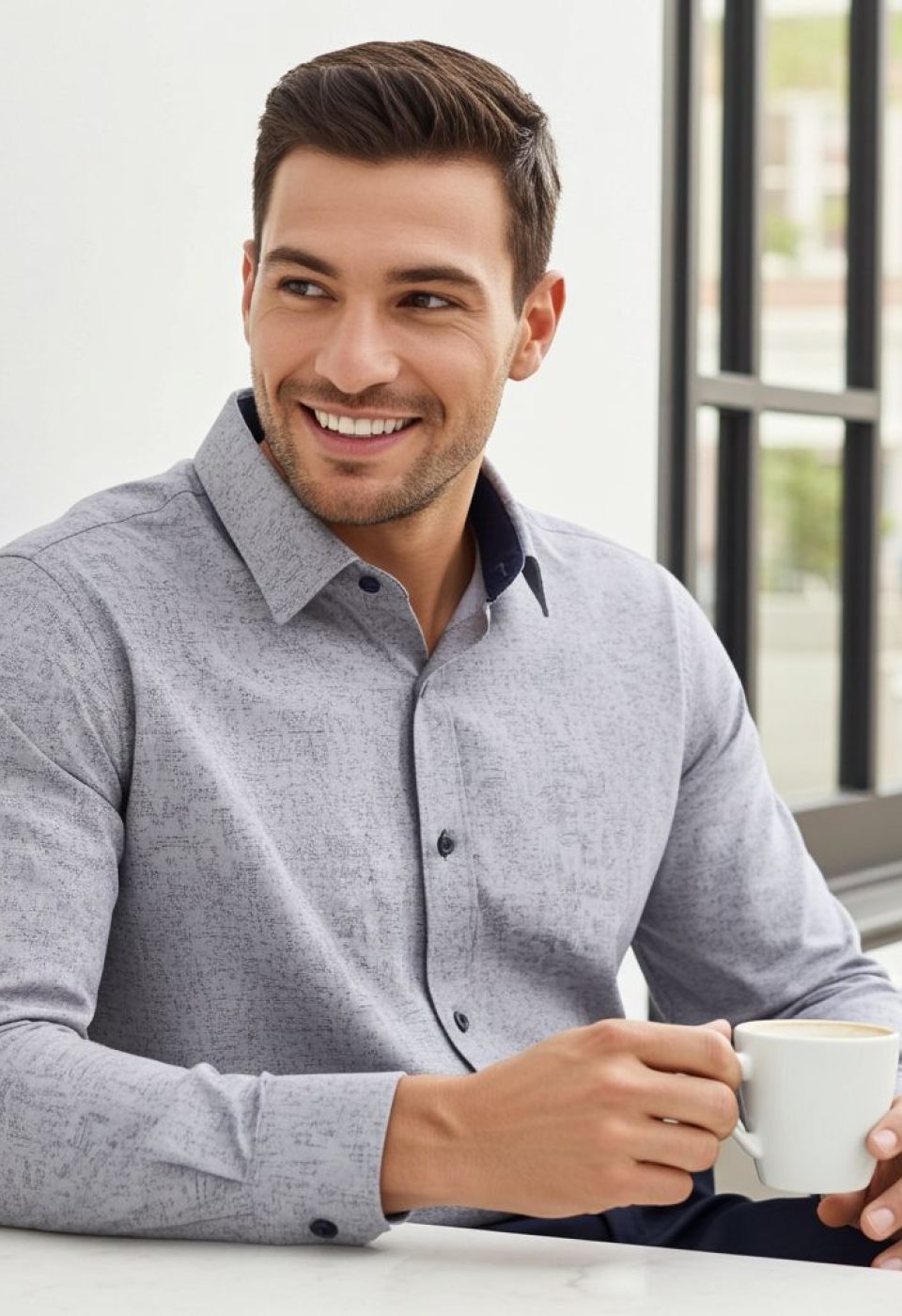 Büyük Beden Slim Fit Uzun Kol Desenli Erkek Gömlek 4GMK315102004