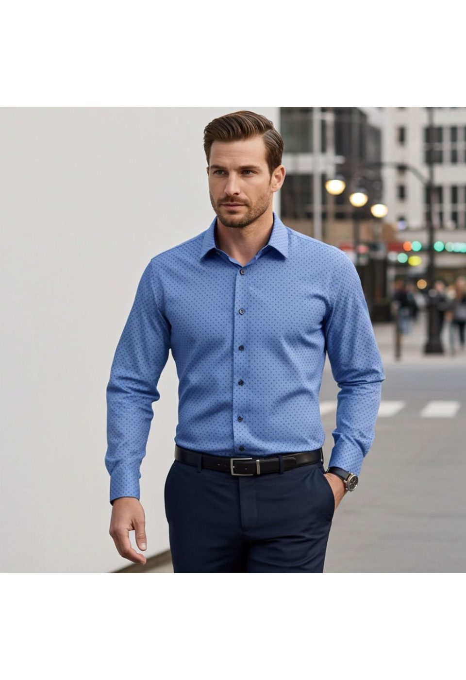 Büyük Beden Slim Fit Uzun Kol Desenli Erkek Gömlek 4GMK315107002 - Giovanni Fratelli