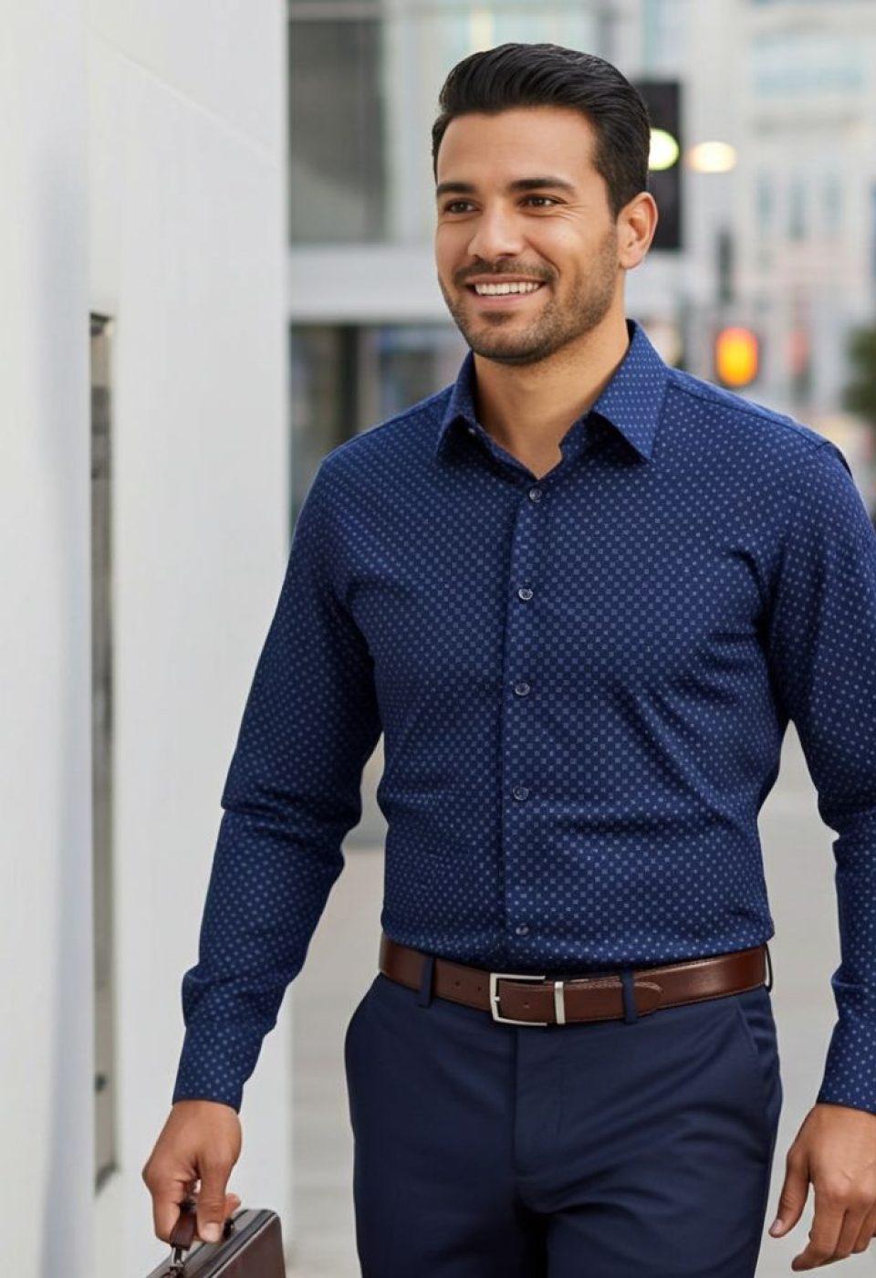 Büyük Beden Slim Fit Uzun Kol Desenli Erkek Gömlek 4GMK315107004