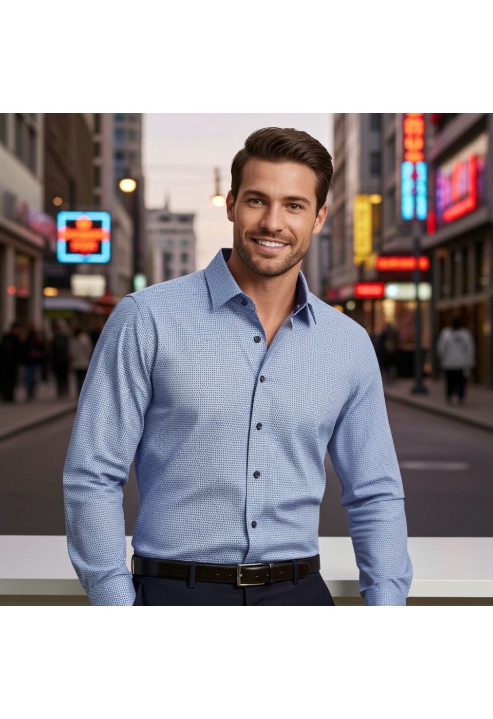Büyük Beden Slim Fit Uzun Kol Desenli Erkek Gömlek 4GMK315108002 - Giovanni Fratelli