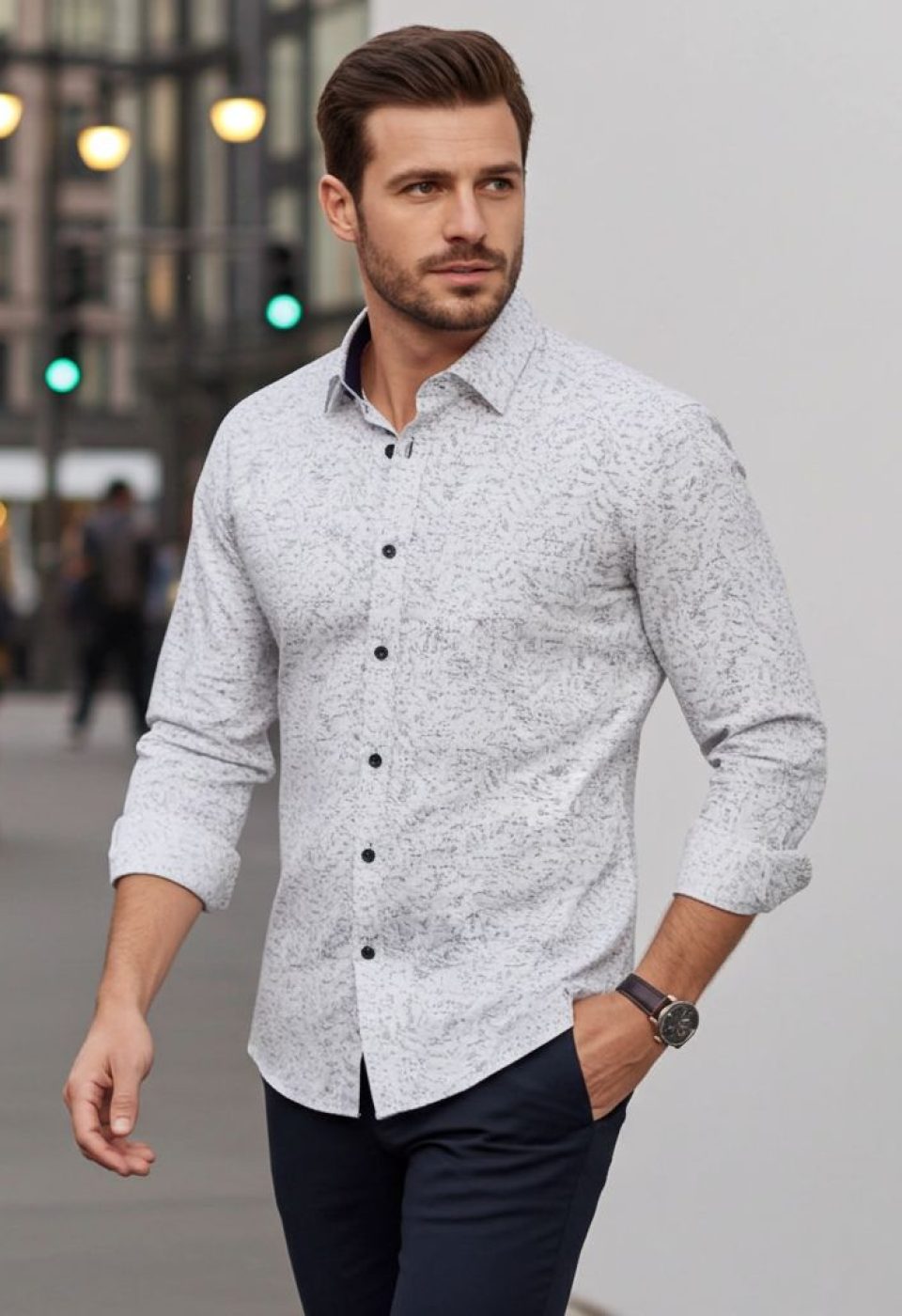 Büyük Beden Slim Fit Uzun Kol Desenli Erkek Gömlek 4GMK315109001 - Giovanni Fratelli