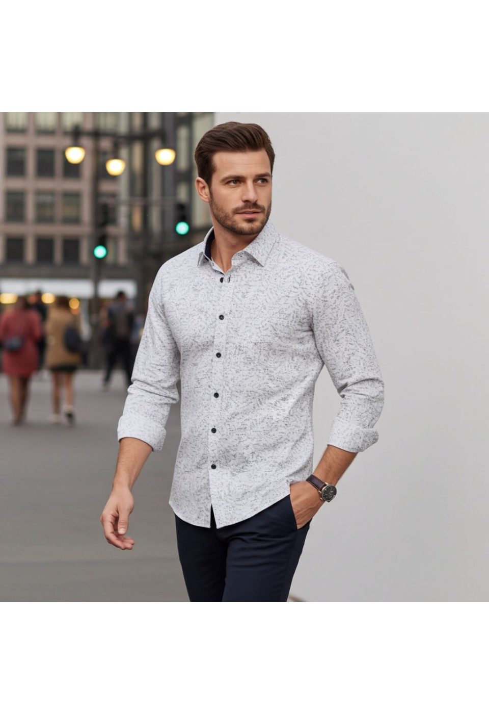 Büyük Beden Slim Fit Uzun Kol Desenli Erkek Gömlek 4GMK315109001 - Giovanni Fratelli