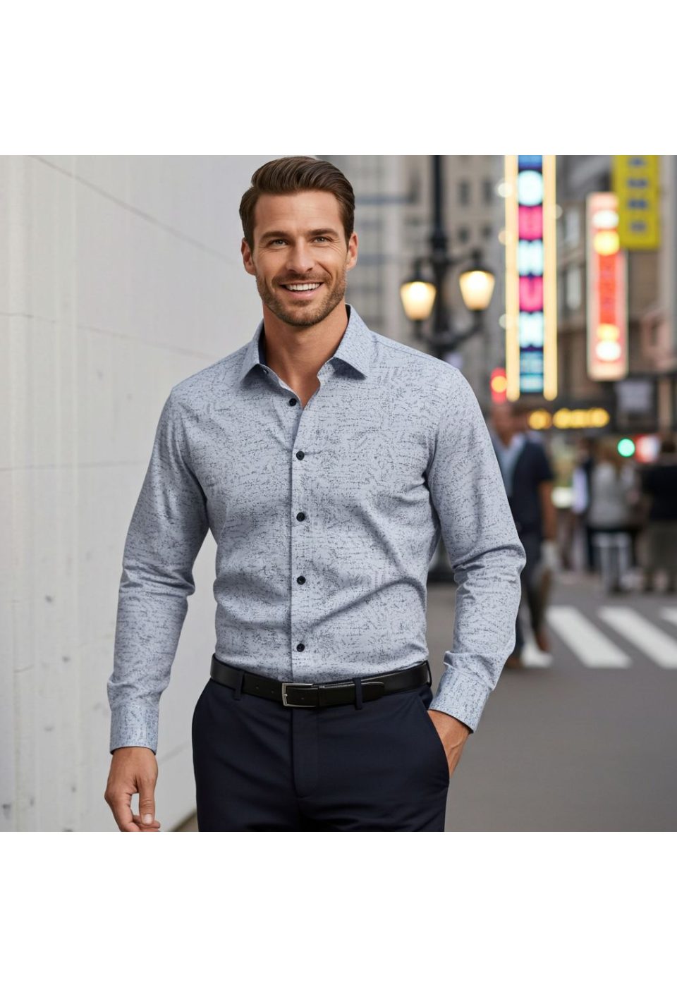 Büyük Beden Slim Fit Uzun Kol Desenli Erkek Gömlek 4GMK315109002 - Giovanni Fratelli