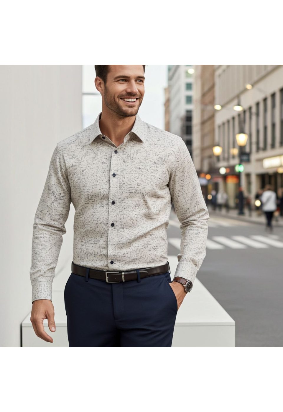 Büyük Beden Slim Fit Uzun Kol Desenli Erkek Gömlek 4GMK315109003 - Giovanni Fratelli