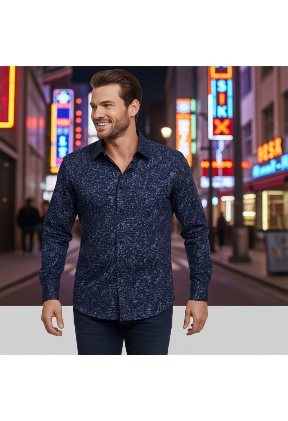 Büyük Beden Slim Fit Uzun Kol Desenli Erkek Gömlek 4GMK315109005 - Giovanni Fratelli