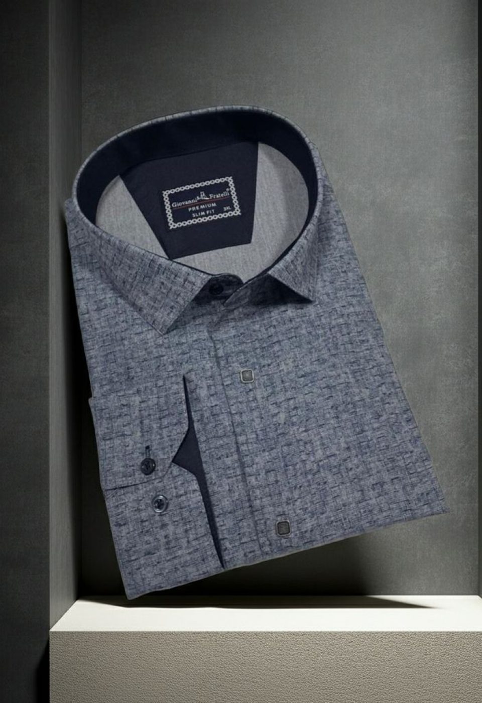 Büyük Beden Slim Fit Uzun Kol Desenli Erkek Gömlek 4GMK315110001