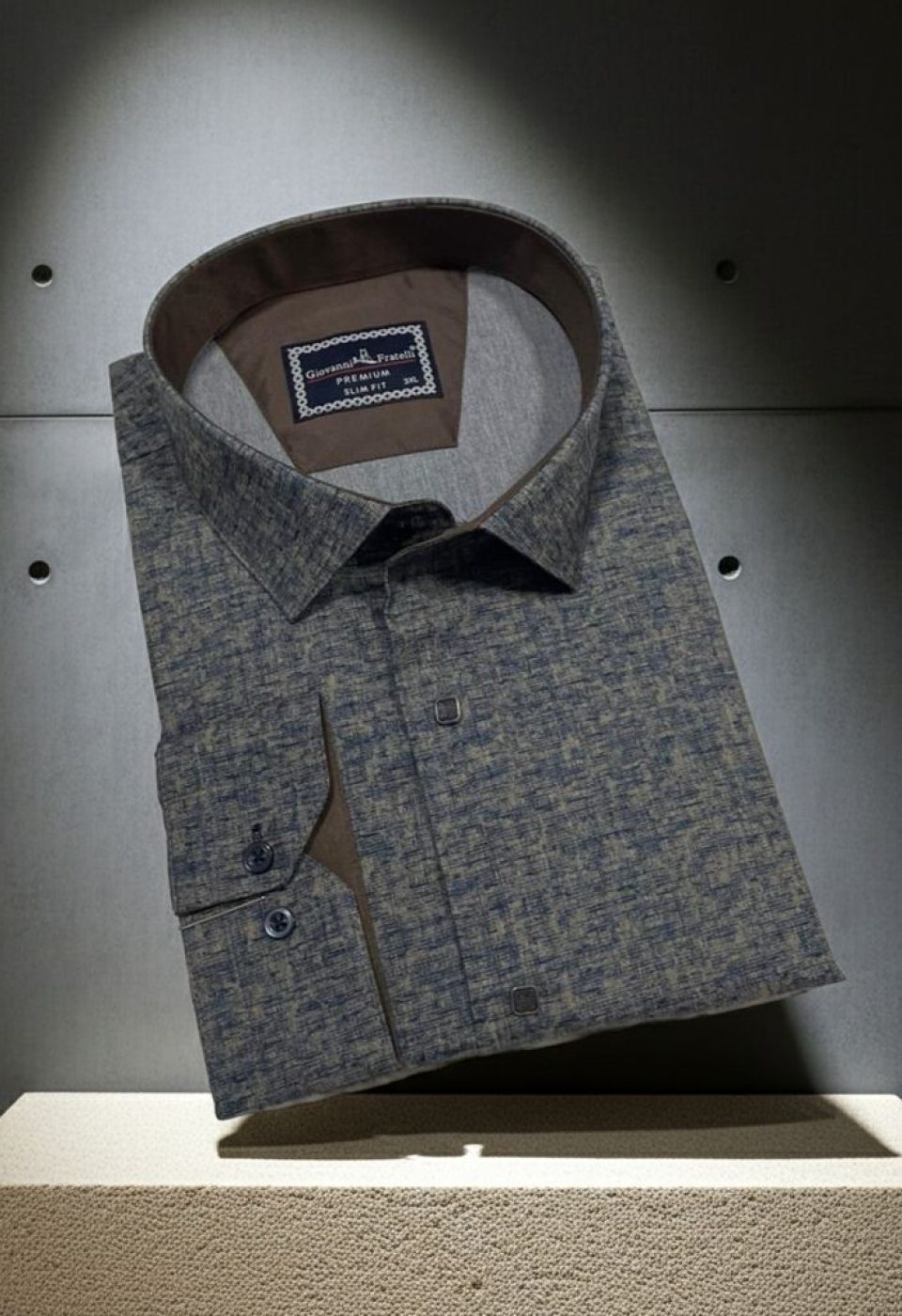 Büyük Beden Slim Fit Uzun Kol Desenli Erkek Gömlek 4GMK315110003