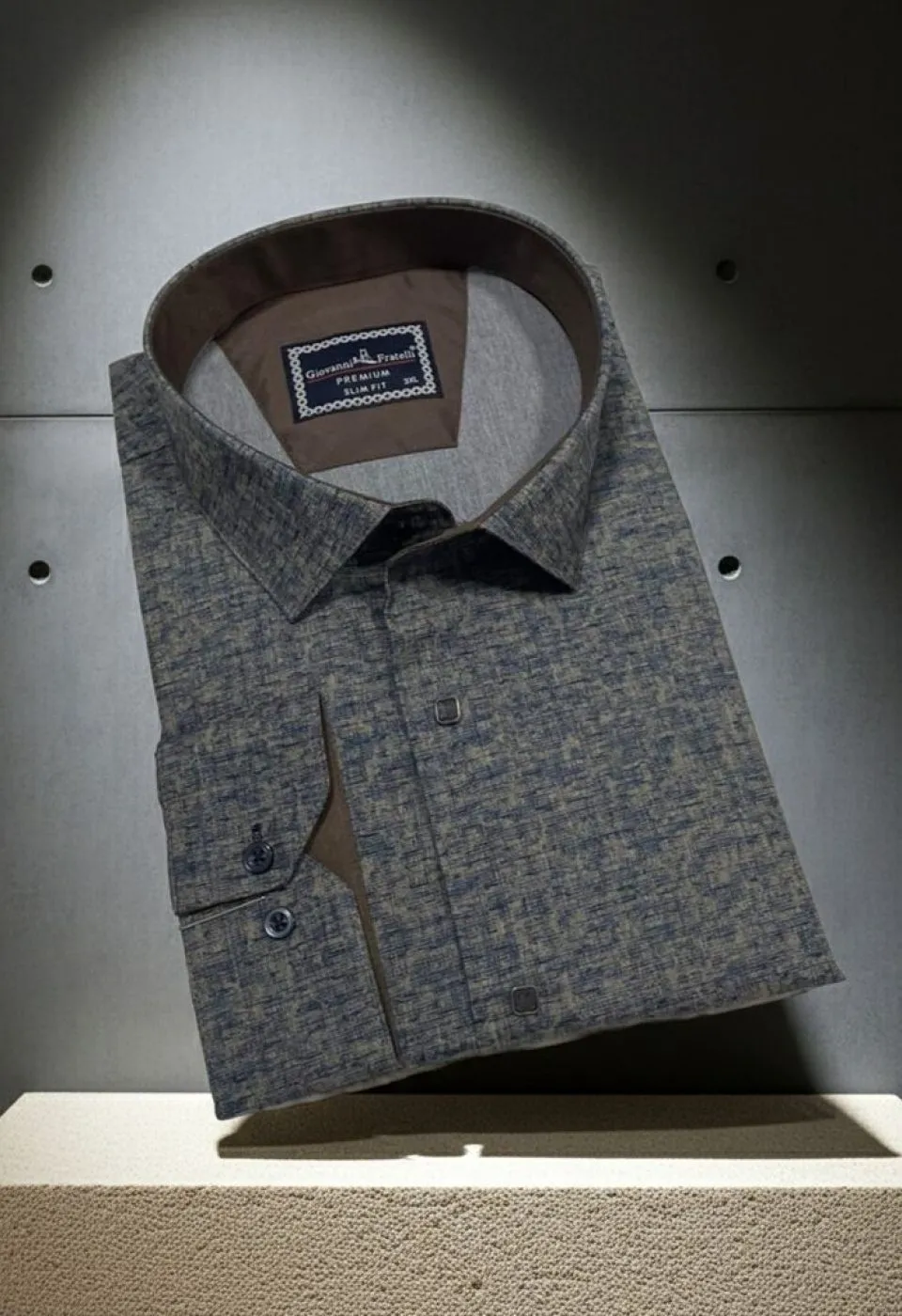 Büyük Beden Slim Fit Uzun Kol Desenli Erkek Gömlek 4GMK315110003