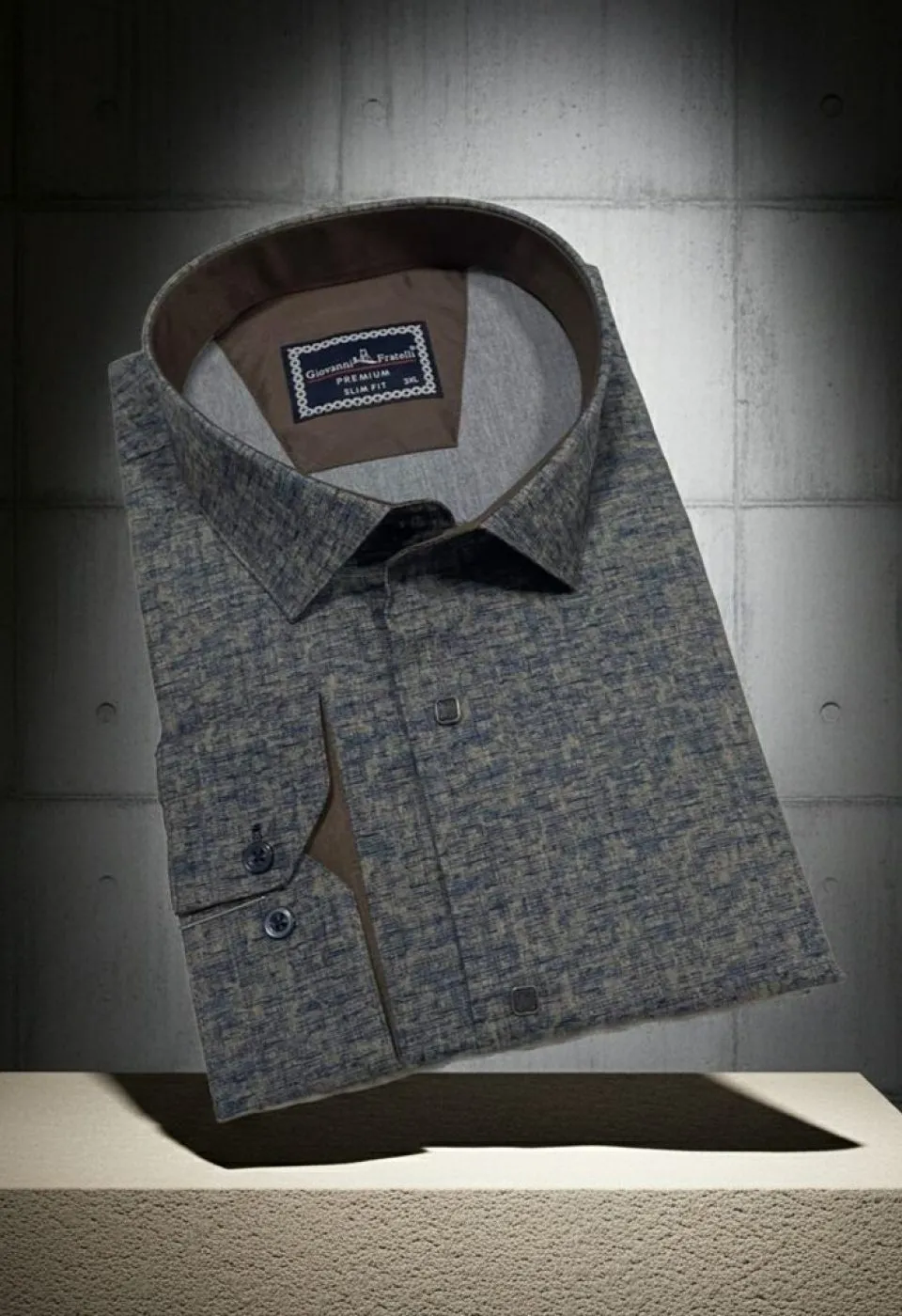 Büyük Beden Slim Fit Uzun Kol Desenli Erkek Gömlek 4GMK315110003
