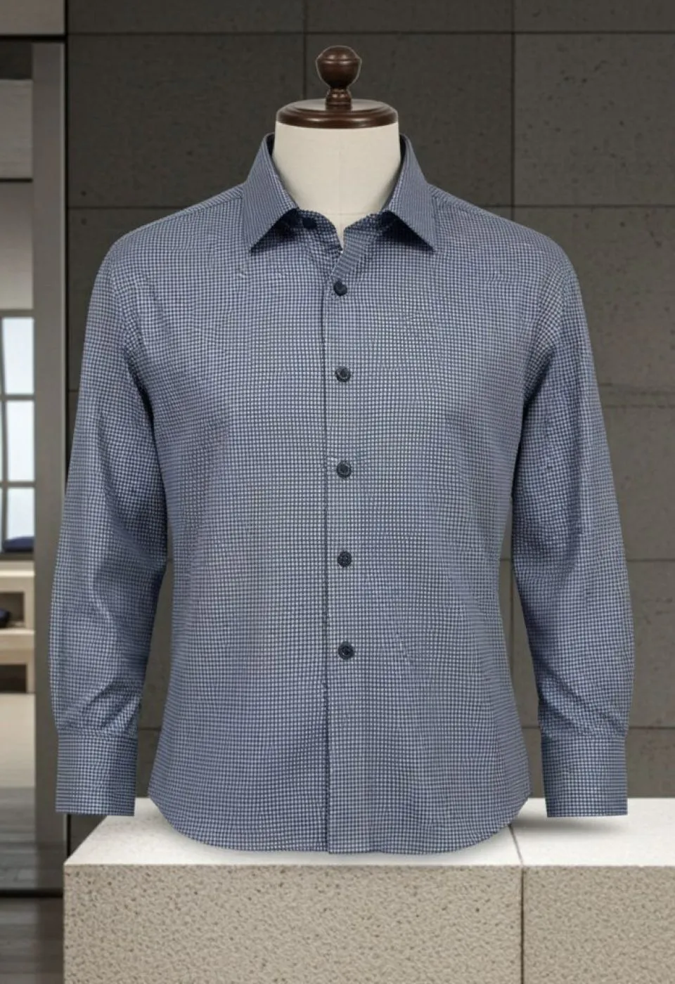 Büyük Beden Slim Fit Uzun Kol Desenli Erkek Gömlek 4GMK315111001