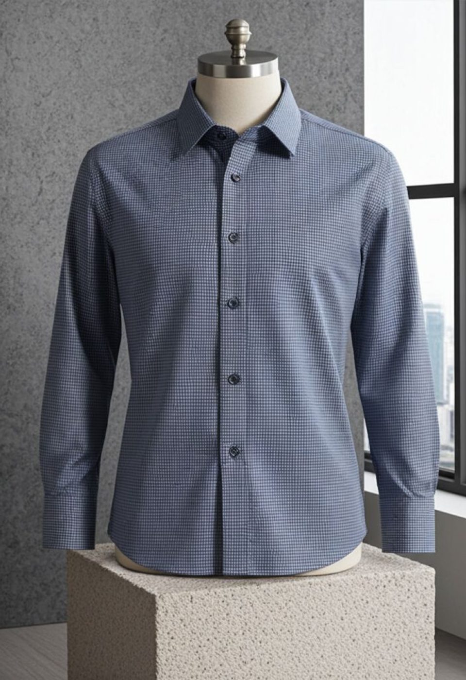 Büyük Beden Slim Fit Uzun Kol Desenli Erkek Gömlek 4GMK315111002