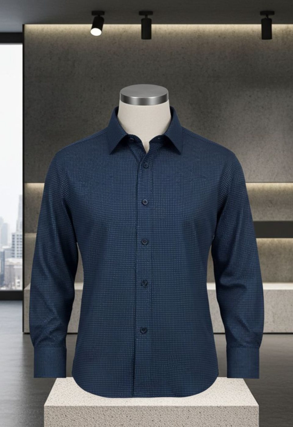 Büyük Beden Slim Fit Uzun Kol Desenli Erkek Gömlek 4GMK315111011