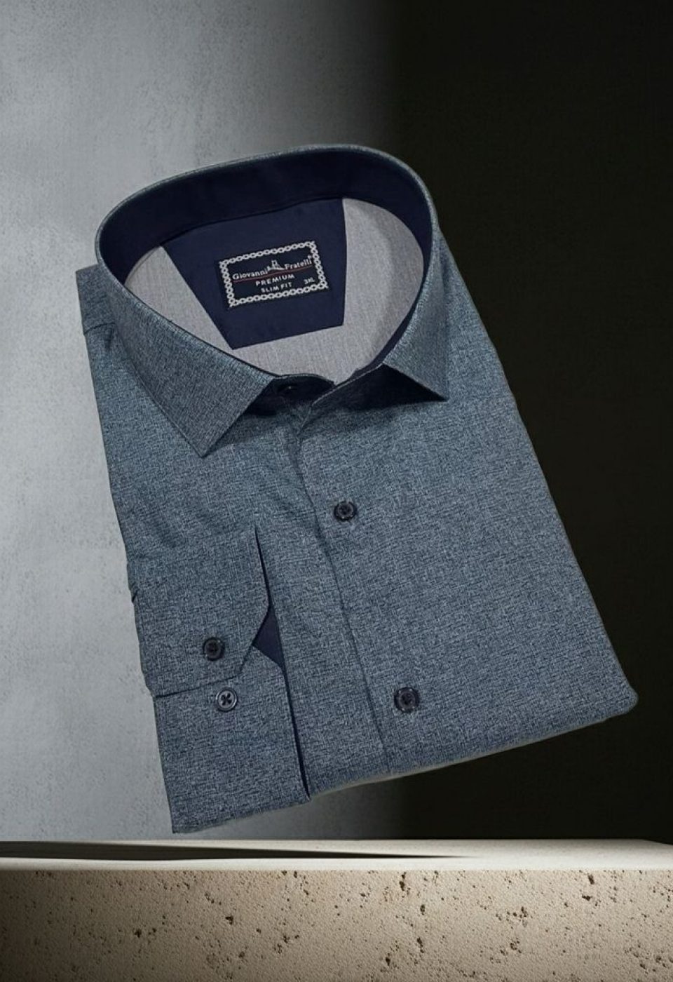 Büyük Beden Slim Fit Uzun Kol Desenli Erkek Gömlek 4GMK315112001