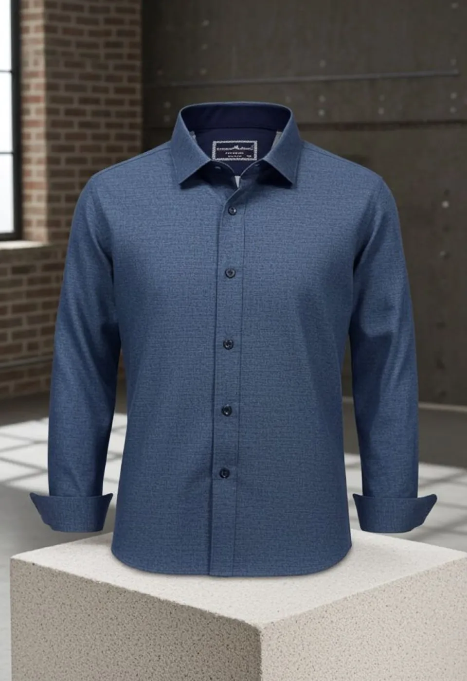 Büyük Beden Slim Fit Uzun Kol Desenli Erkek Gömlek 4GMK315112008
