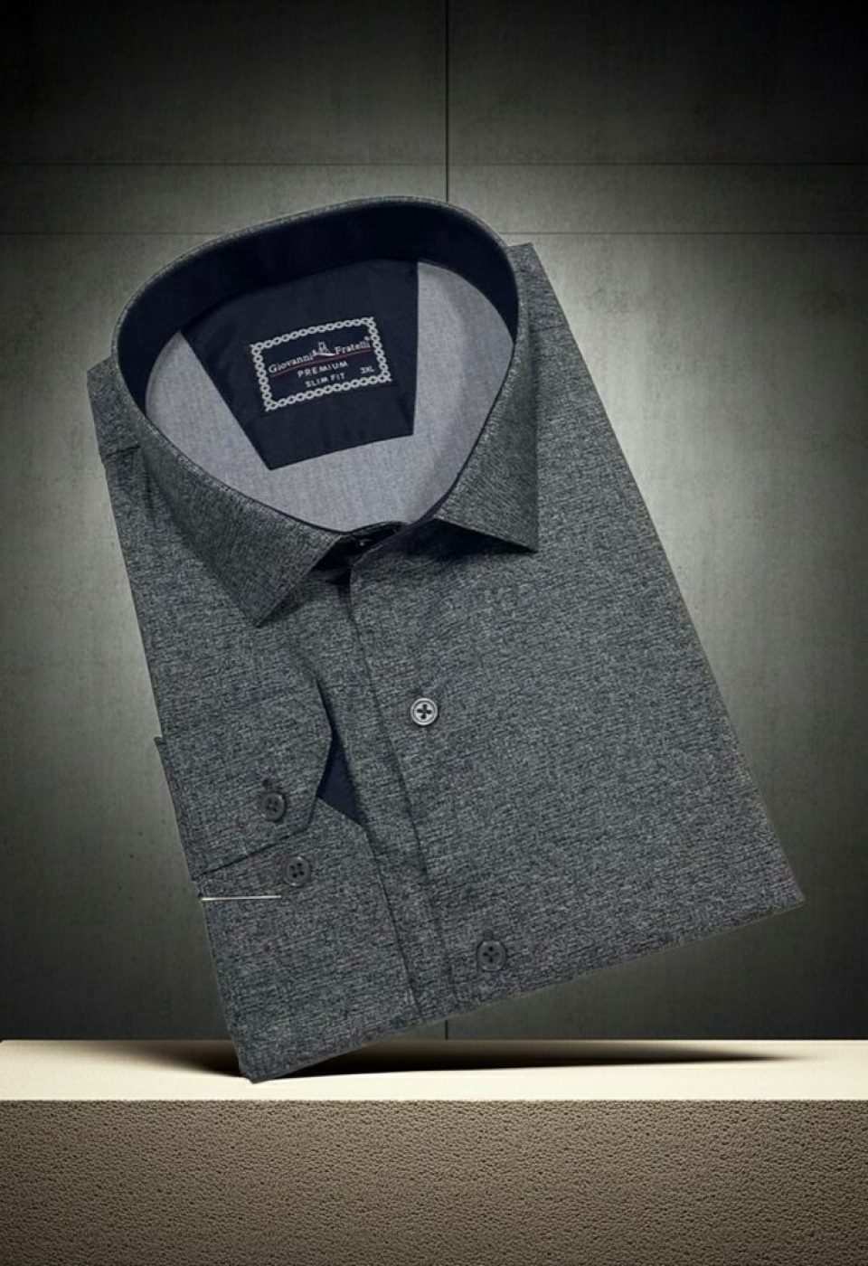 Büyük Beden Slim Fit Uzun Kol Desenli Erkek Gömlek 4GMK315112011