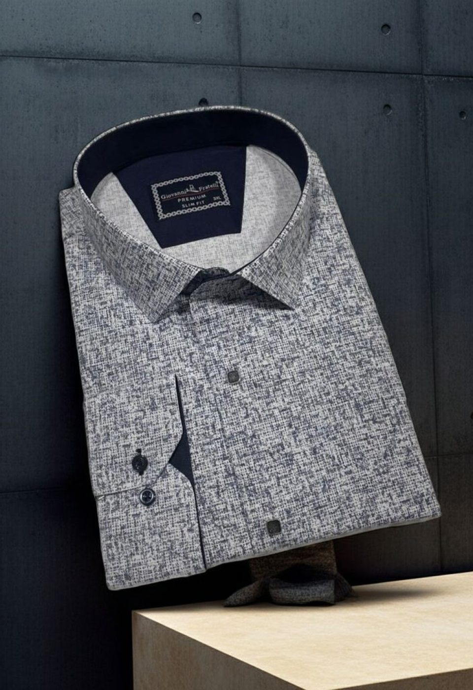 Büyük Beden Slim Fit Uzun Kol Desenli Erkek Gömlek 4GMK315113001