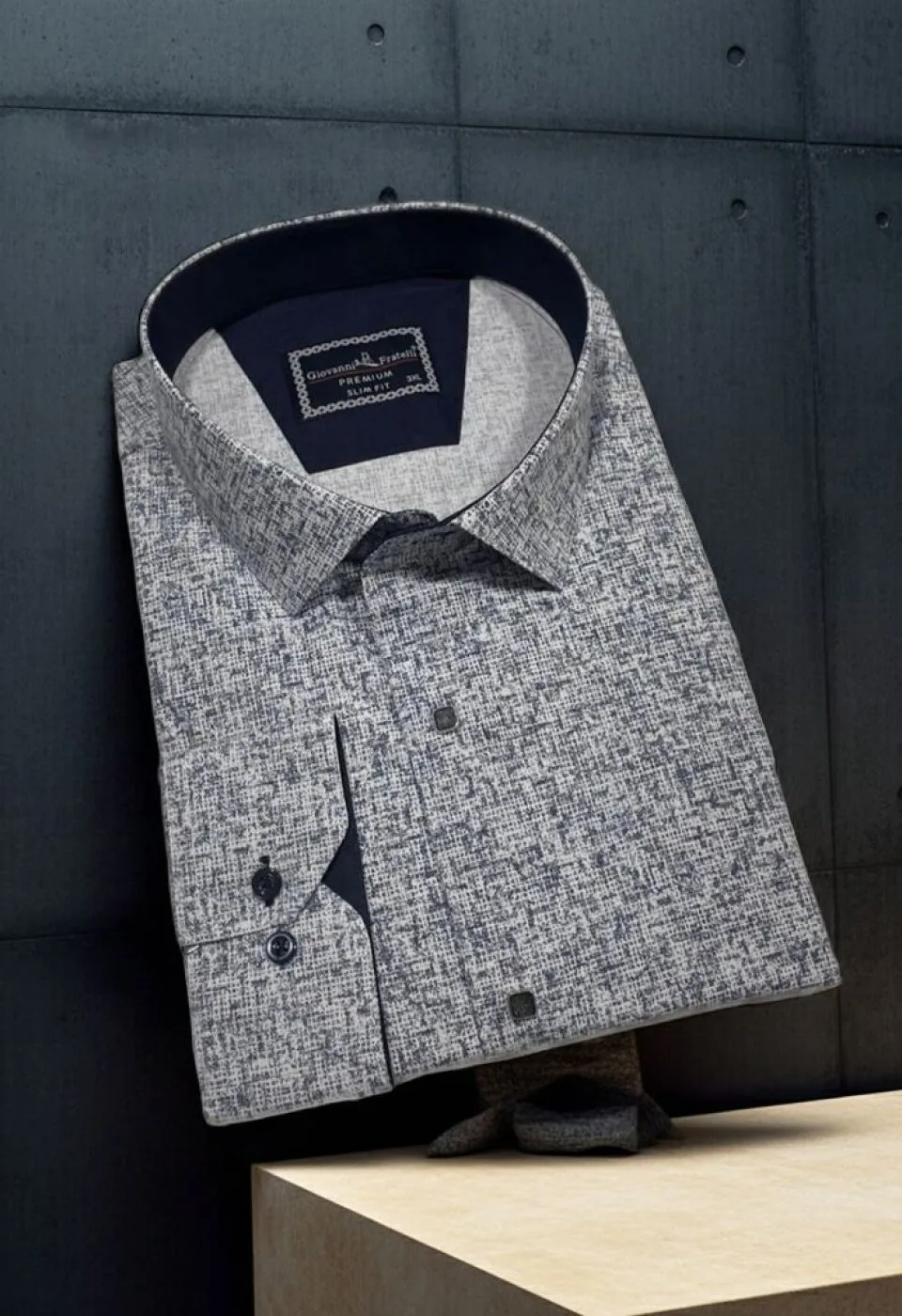 Büyük Beden Slim Fit Uzun Kol Desenli Erkek Gömlek 4GMK315113001