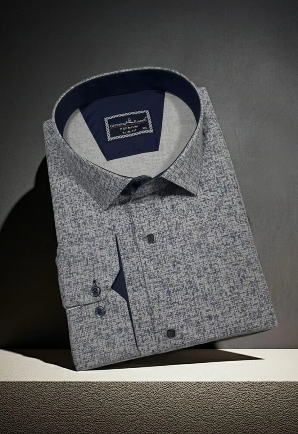 Büyük Beden Slim Fit Uzun Kol Desenli Erkek Gömlek 4GMK315113002