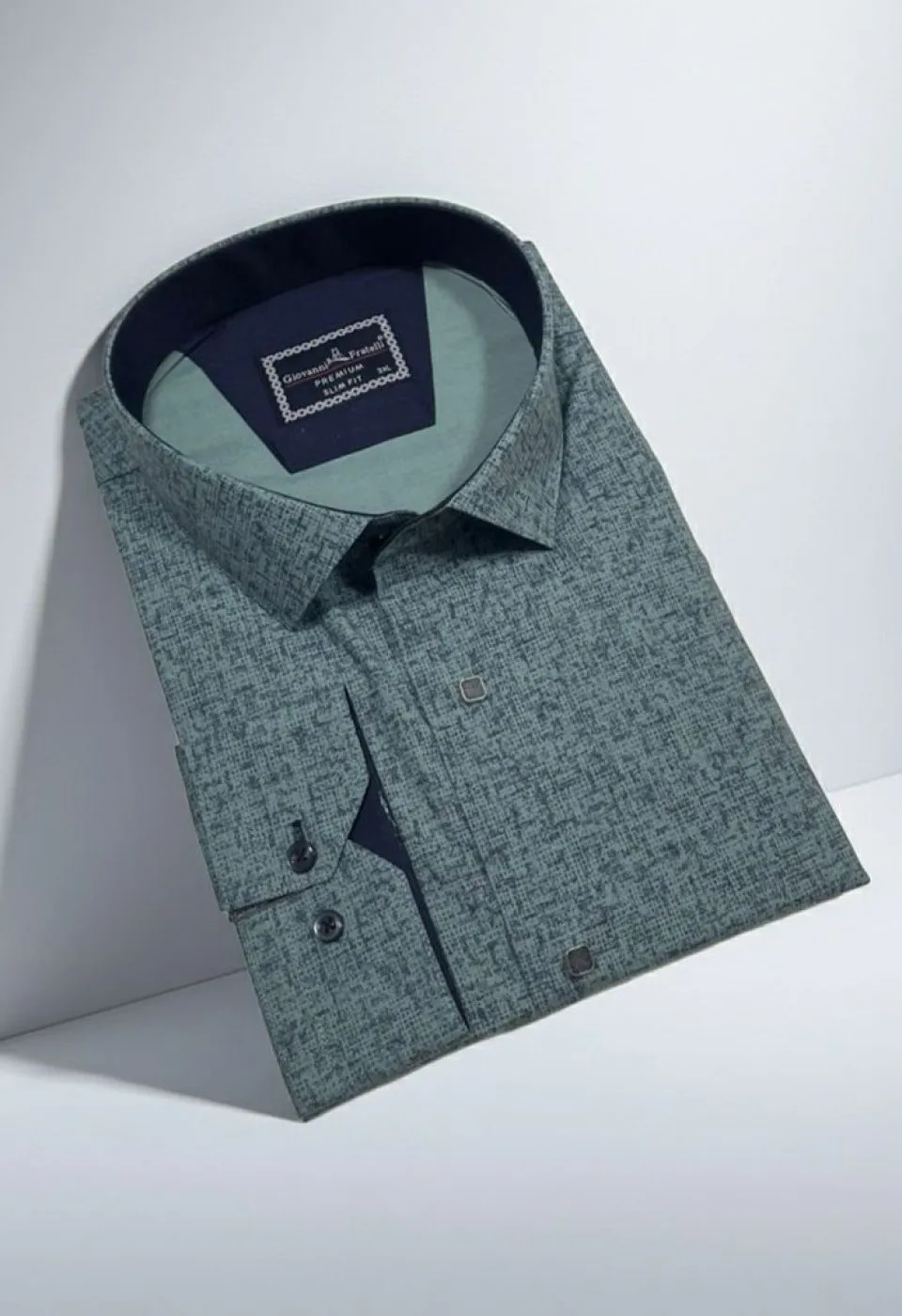 Büyük Beden Slim Fit Uzun Kol Desenli Erkek Gömlek 4GMK315113003