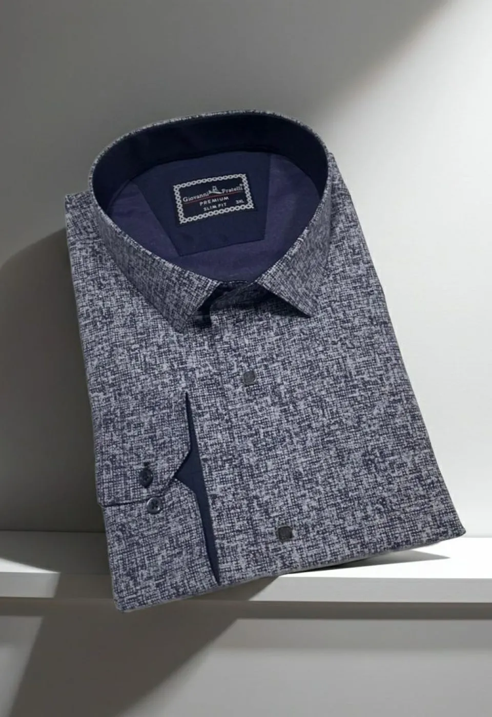 Büyük Beden Slim Fit Uzun Kol Desenli Erkek Gömlek 4GMK315113004