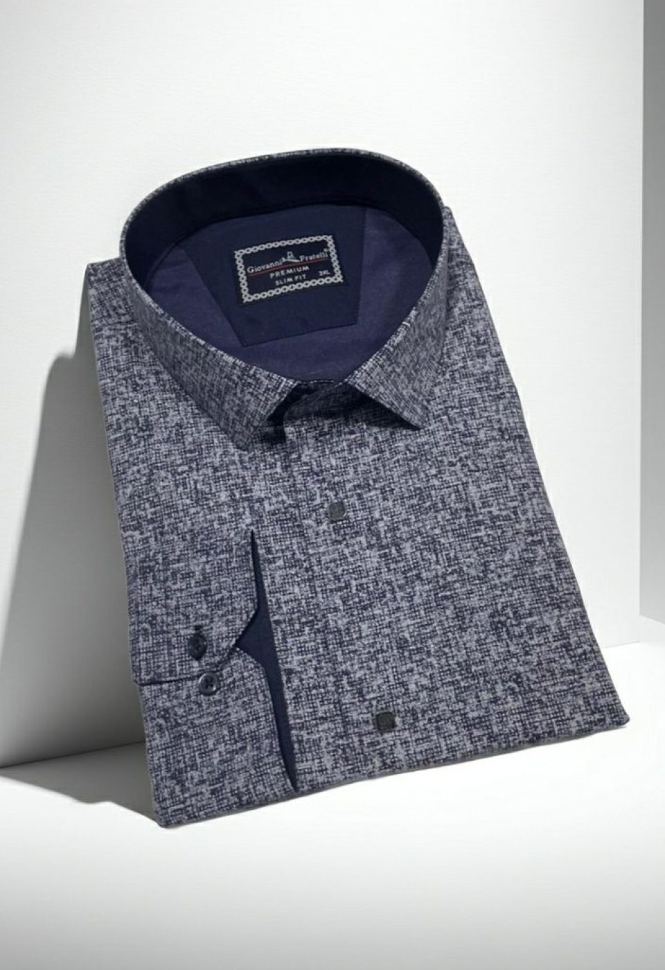 Büyük Beden Slim Fit Uzun Kol Desenli Erkek Gömlek 4GMK315113004