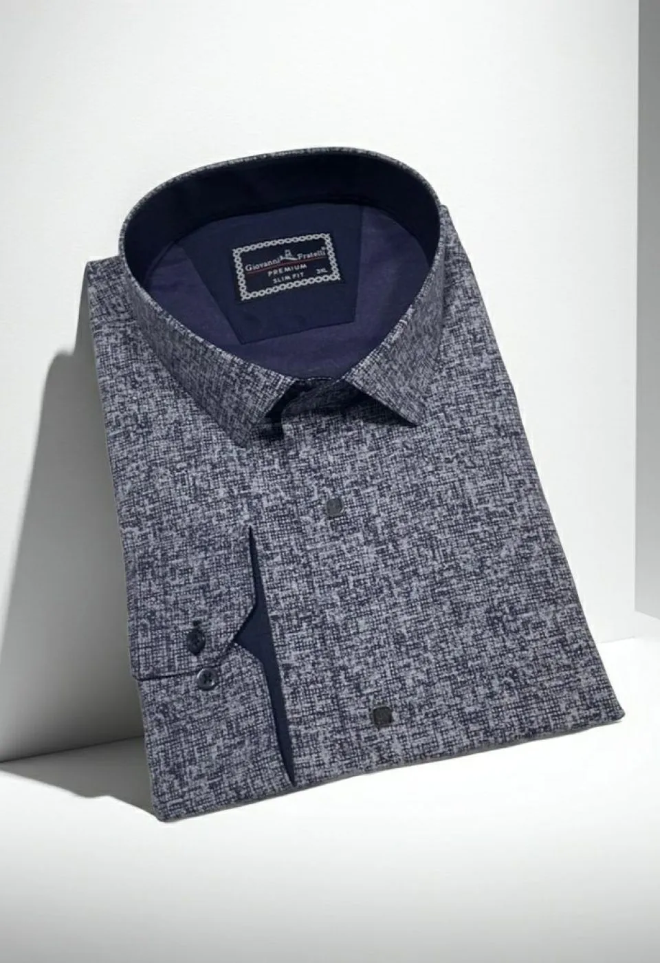 Büyük Beden Slim Fit Uzun Kol Desenli Erkek Gömlek 4GMK315113004